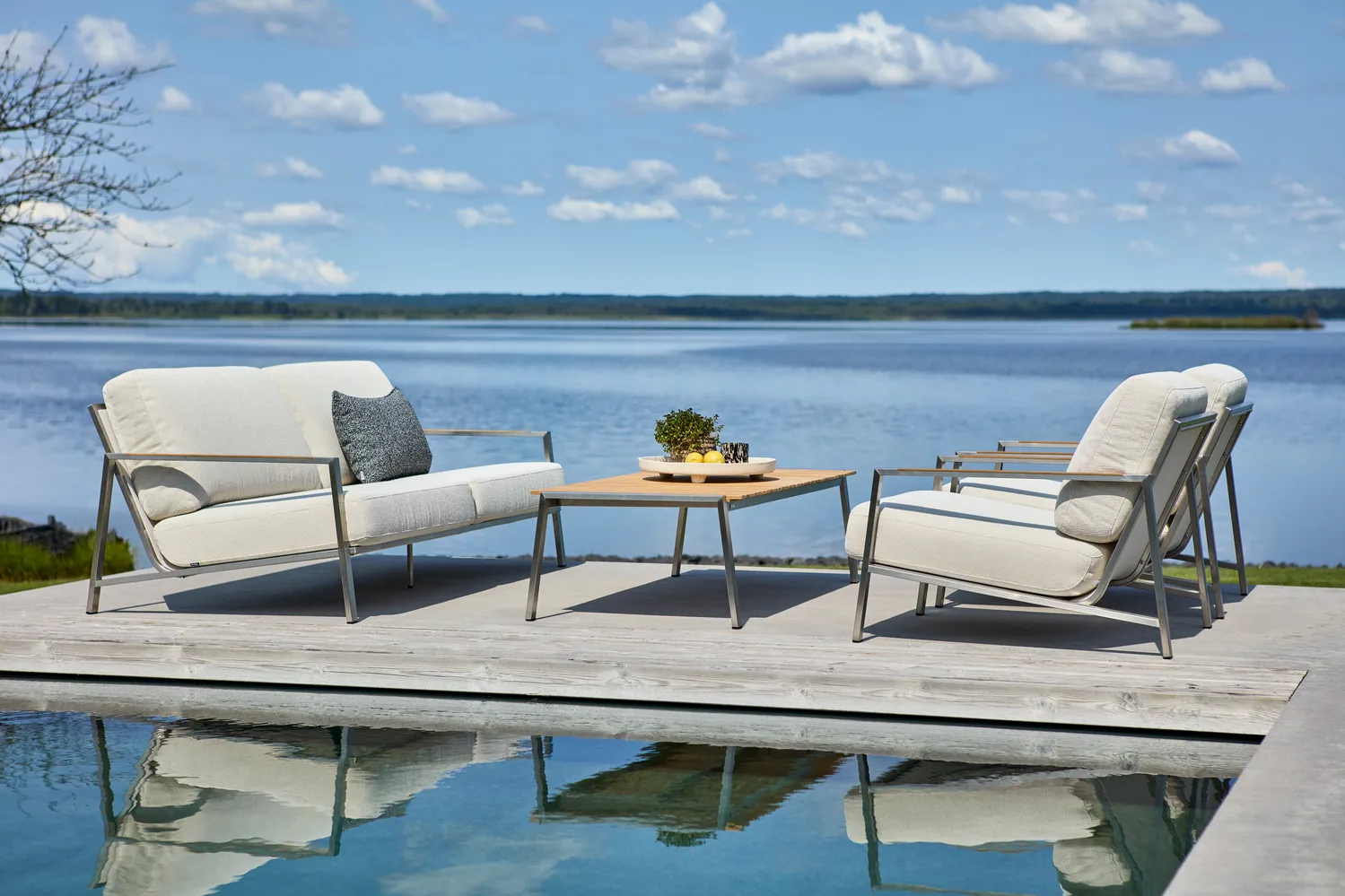 Sofa Naos, Stainless steel-dot beige, 2,5-miejscowa Brafab