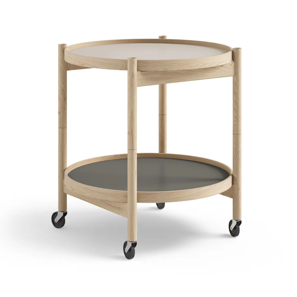 Bølling Tray Table model 50 stół obrotowy, stone, nietraktowany drzewostan dębowy Brdr. Krüger