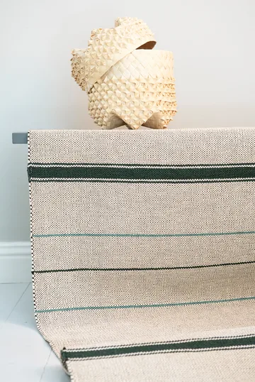 Dywan szmaragdowy Trapeze (kremowo-biało-zielony) - 80x300 cm - Brita Sweden