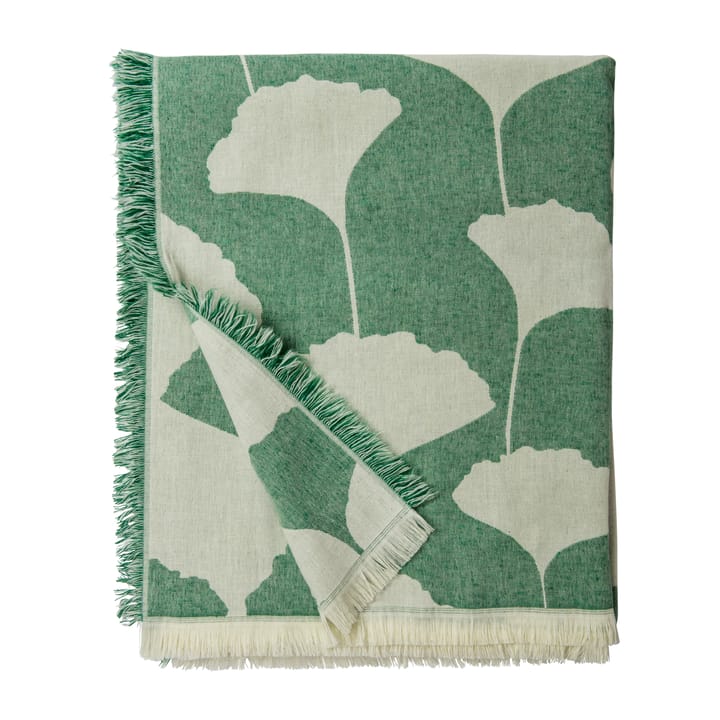 Obrus bawełniany Ginko 130x170 cm - Zielono-biały (Emerald) - Brita Sweden
