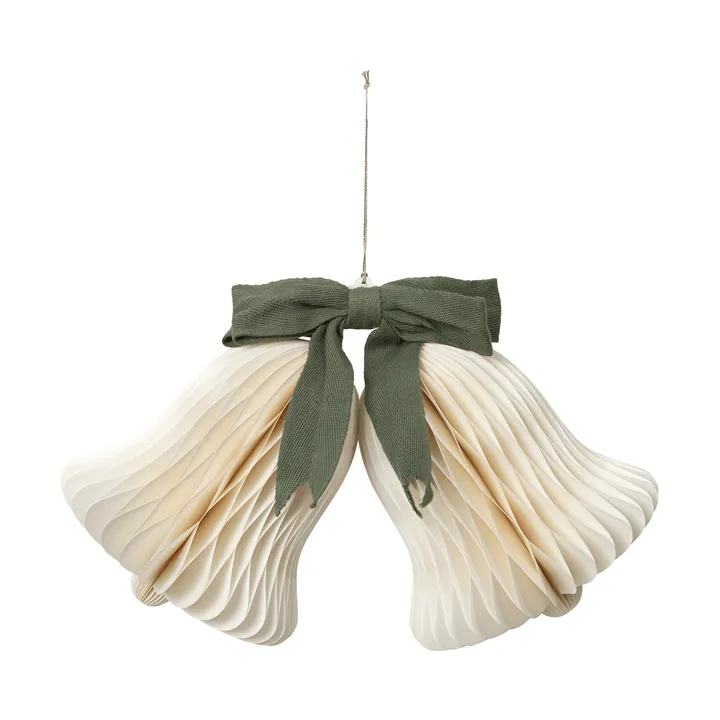Dzwonek świąteczny Chime do zawieszenia - Off White-Grape Leaf Green - Broste Copenhagen
