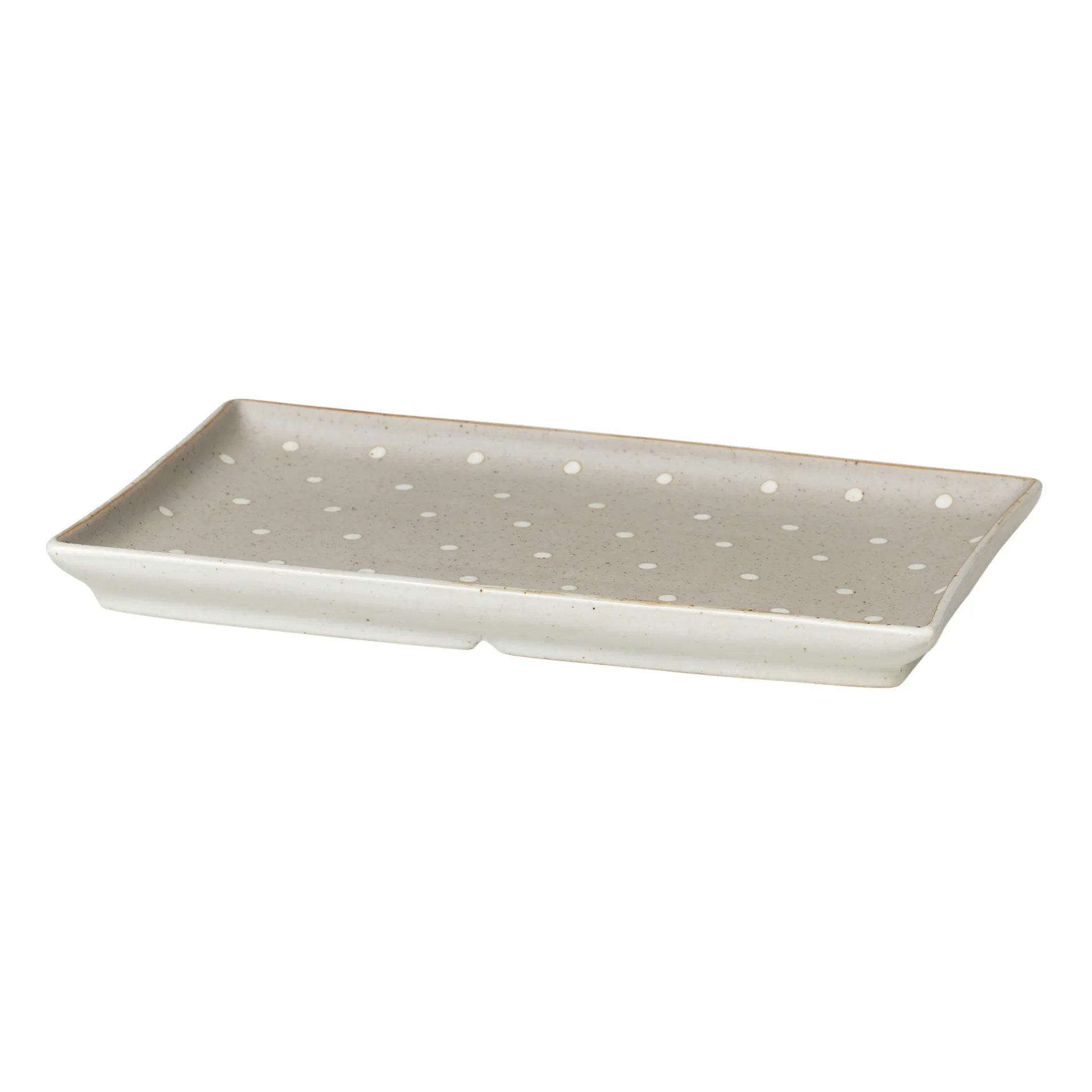 Eli talerz 12x20 cm, Matte soft light grey dots Broste Copenhagen