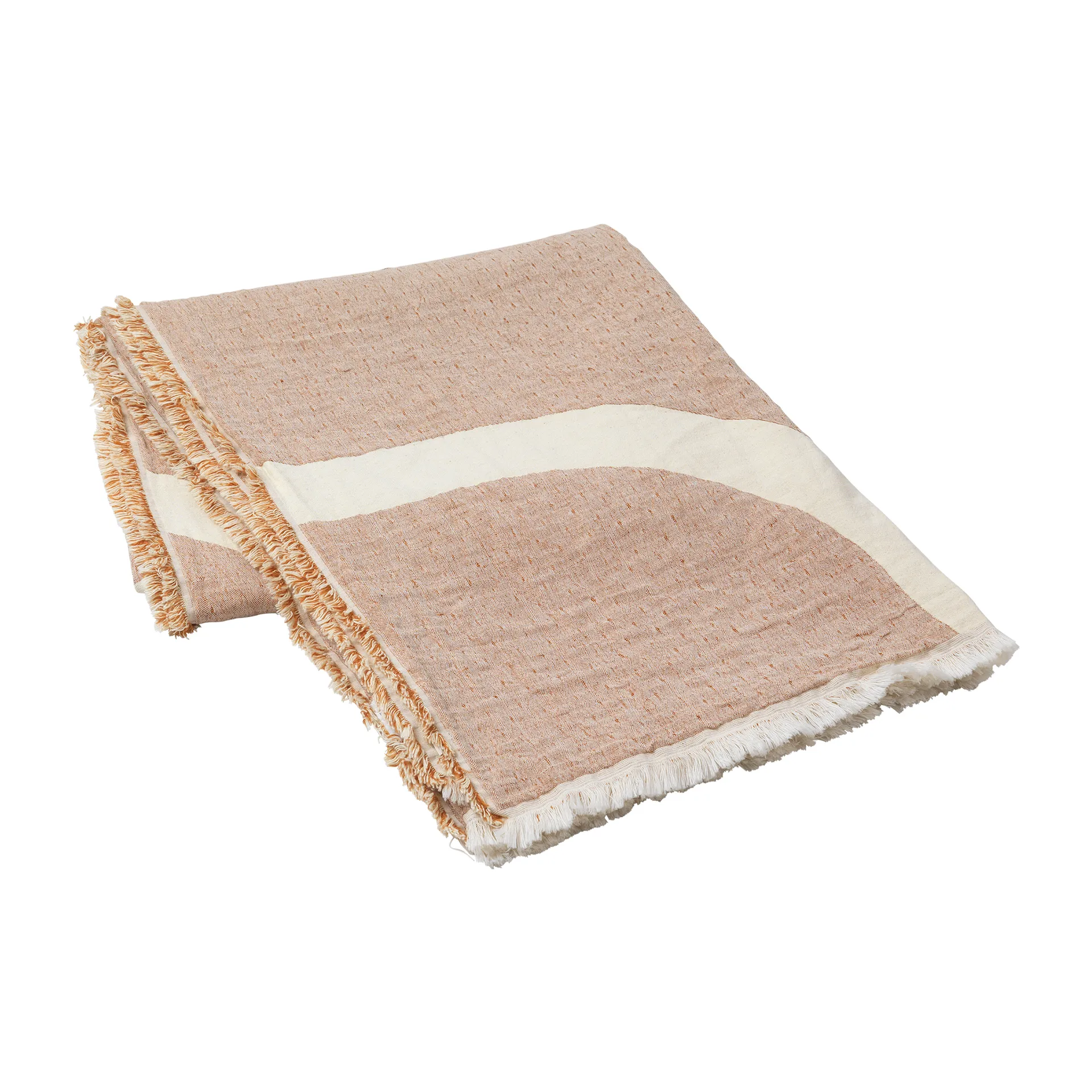 Koc Tide bawełniano-lniany 130x180 cm, Caramel brown Broste Copenhagen