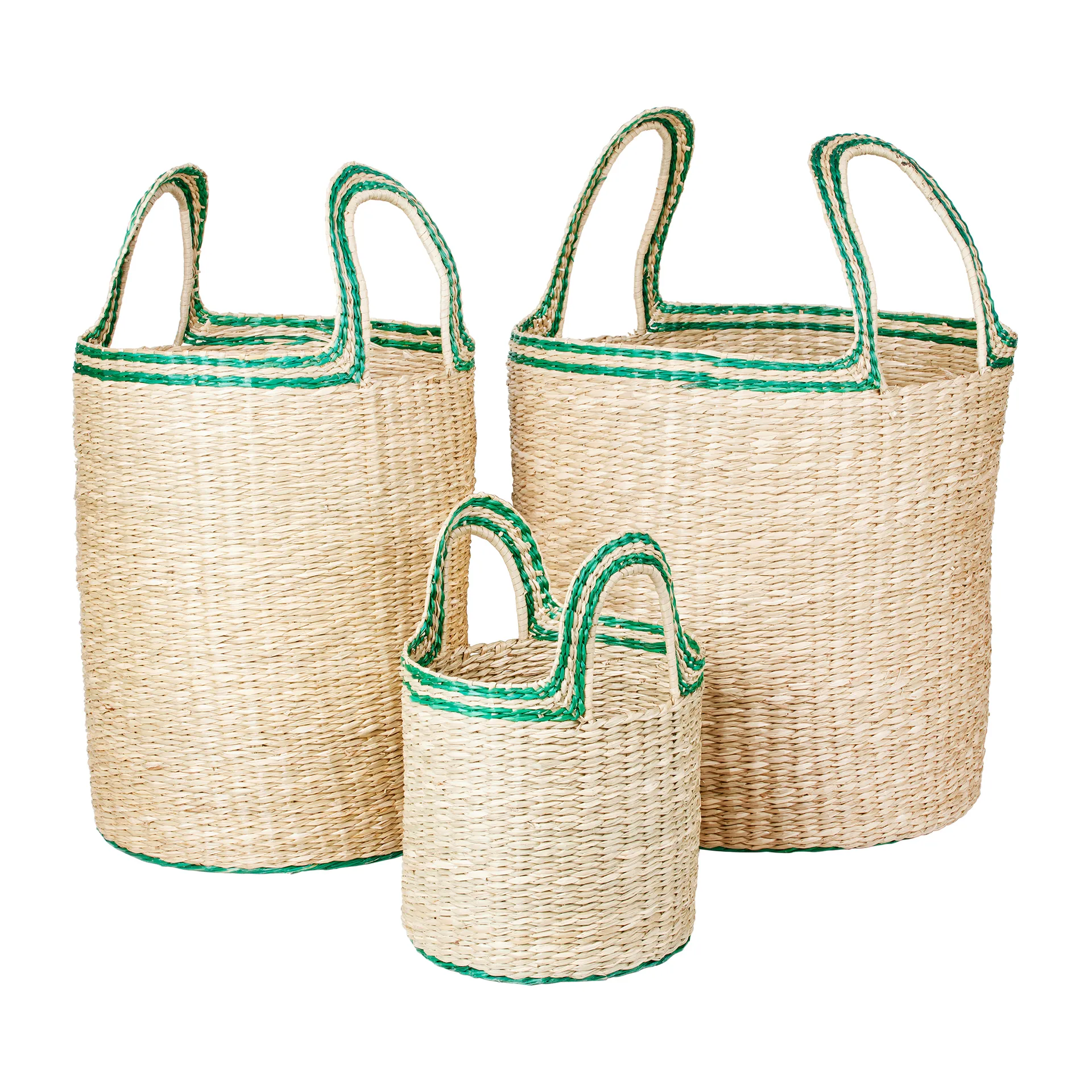 Koszyk Lykke 3 części, Natural-green Broste Copenhagen