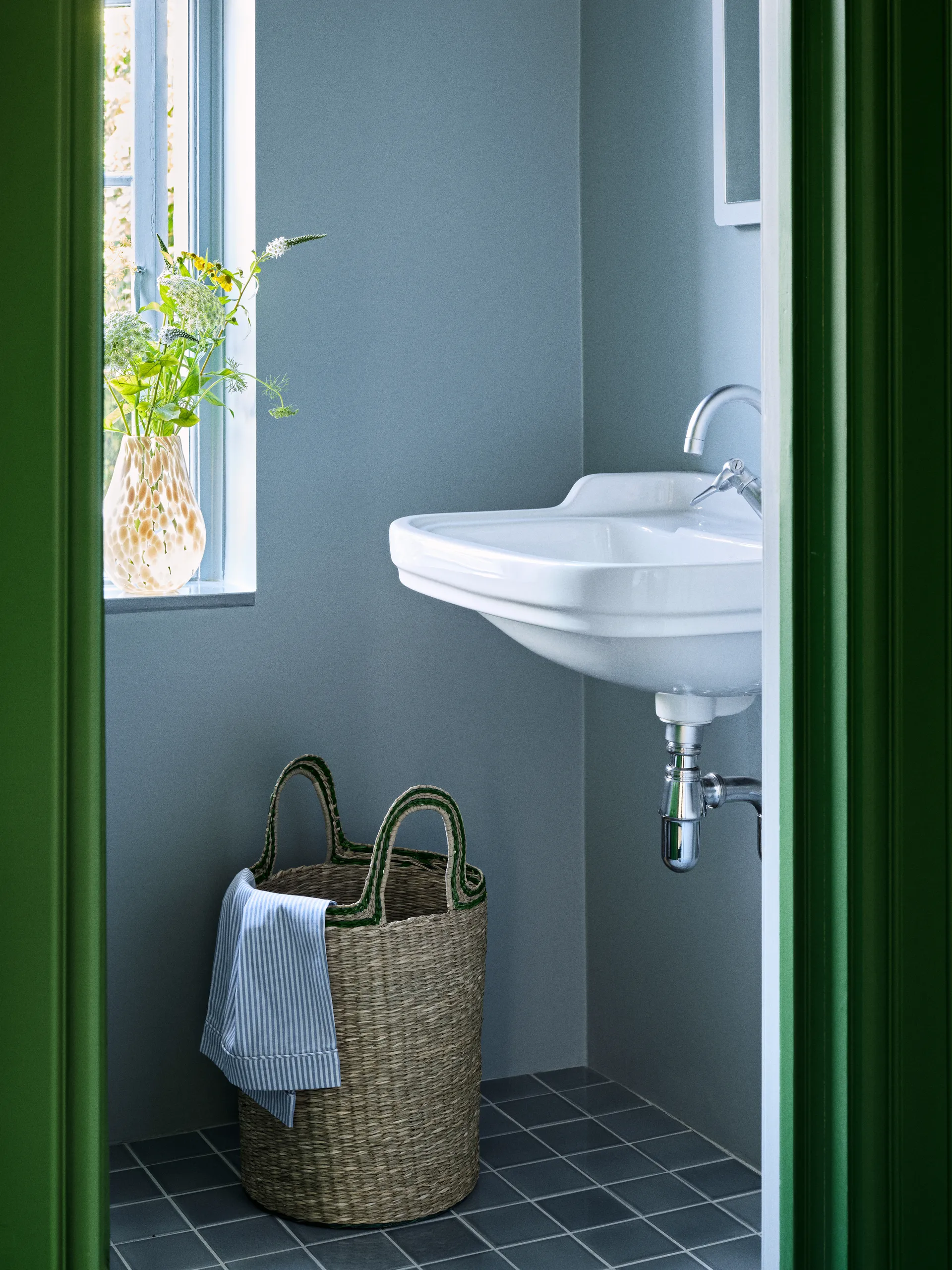 Koszyk Lykke 3 części, Natural-green Broste Copenhagen