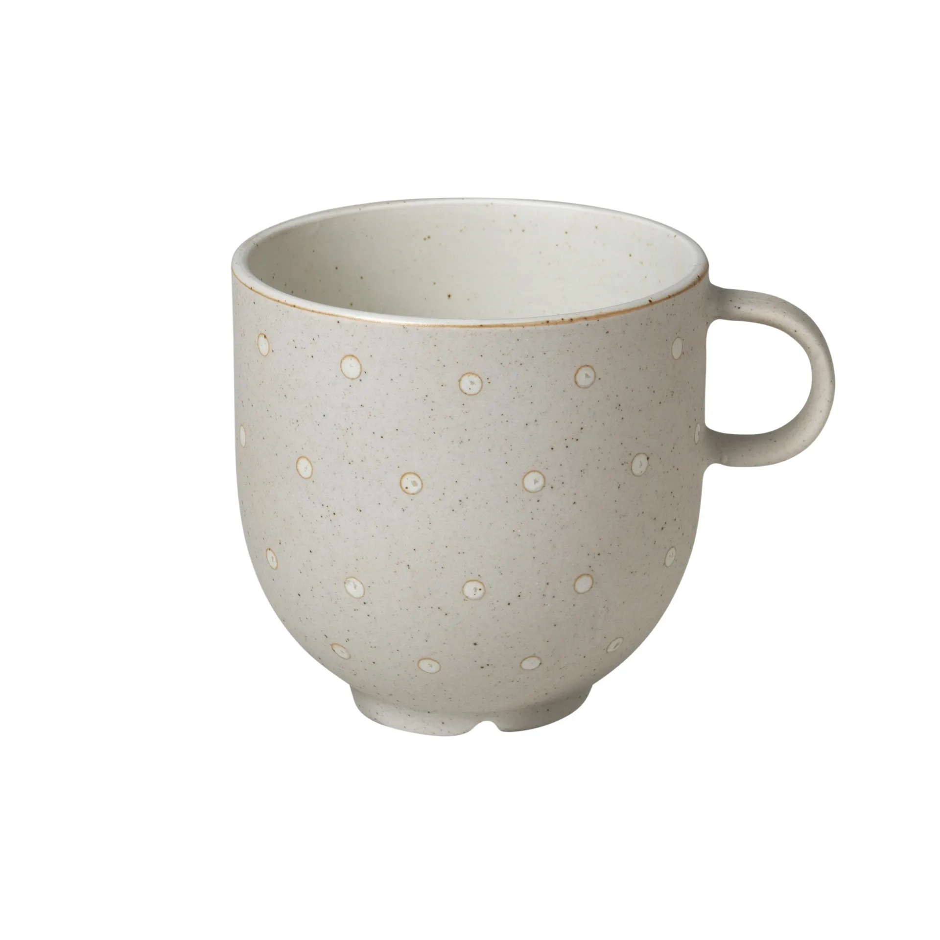 Kubek Eli z uchwytem 20 cl, Matte soft light grey dots Broste Copenhagen