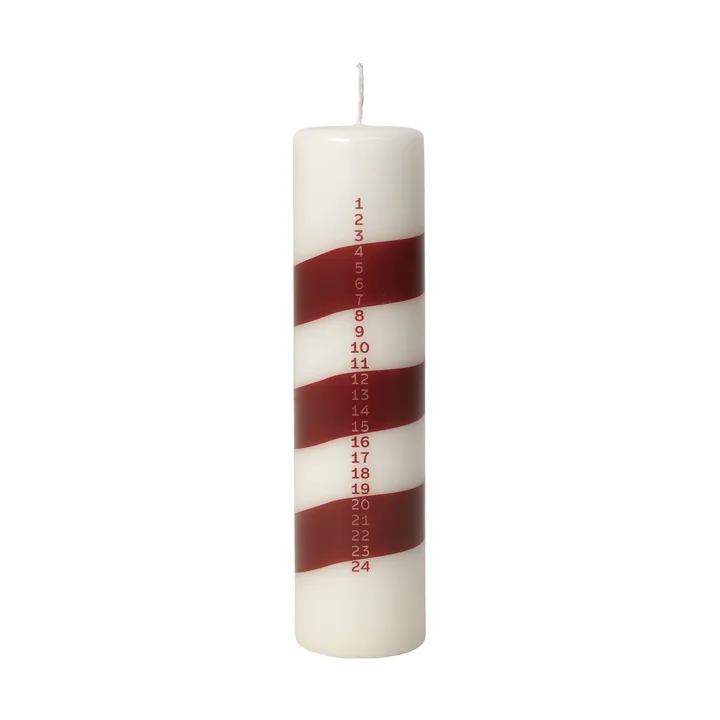 Linea świeca adwentowa - Off White-Burgundy - Broste Copenhagen