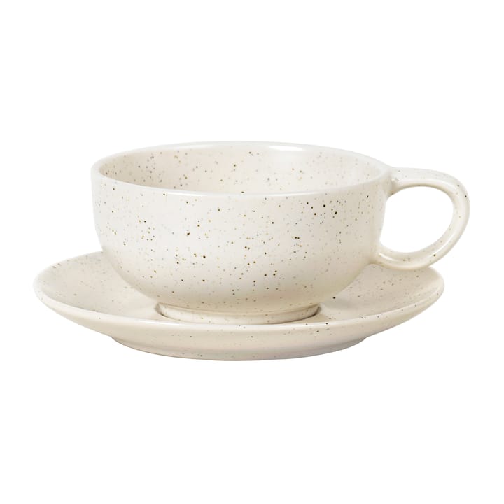 Nordic Vanilla filiżanka ze spodkiem 25 cl - Cream with grains - Broste Copenhagen