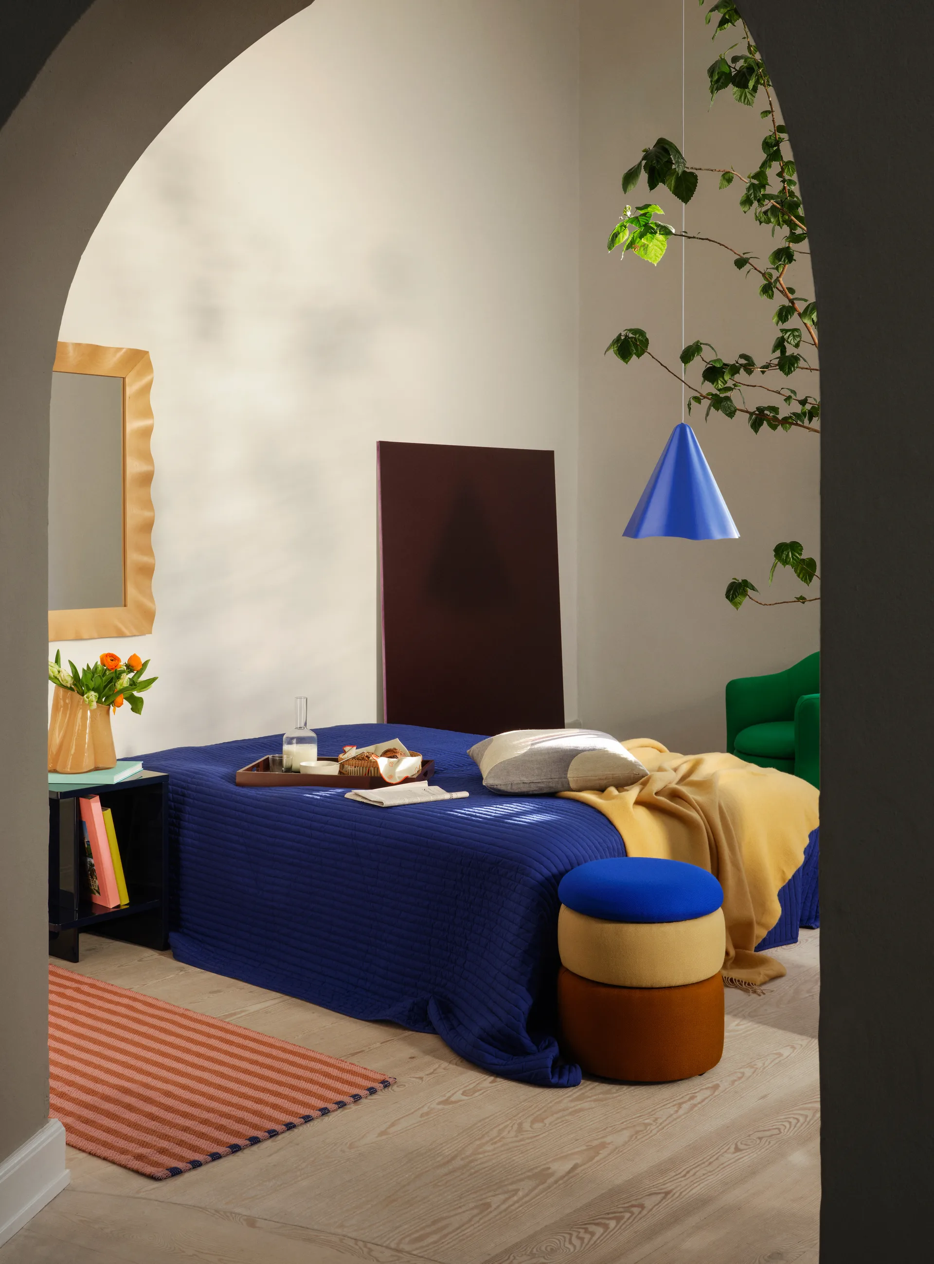 Pond pufa 42 cm, Blue-sand-ochre Broste Copenhagen