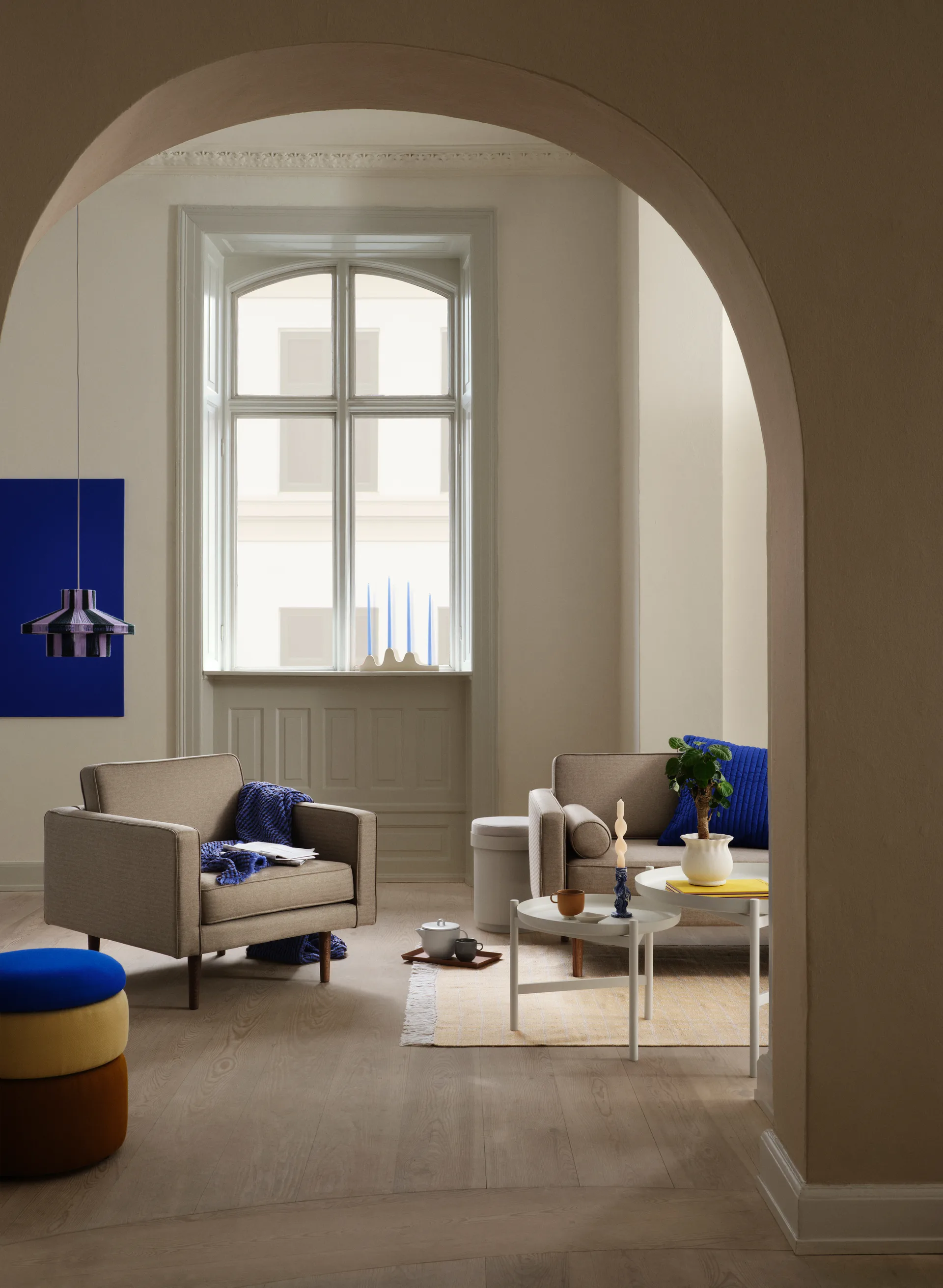 Pond pufa 42 cm, Blue-sand-ochre Broste Copenhagen