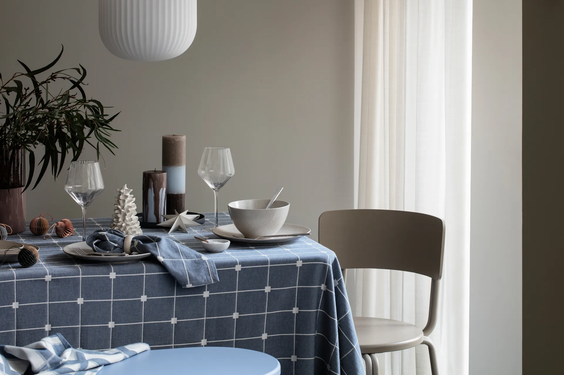 Serwetka tekstylna Tila 45x45 cm, Maritime blue-off white Broste Copenhagen