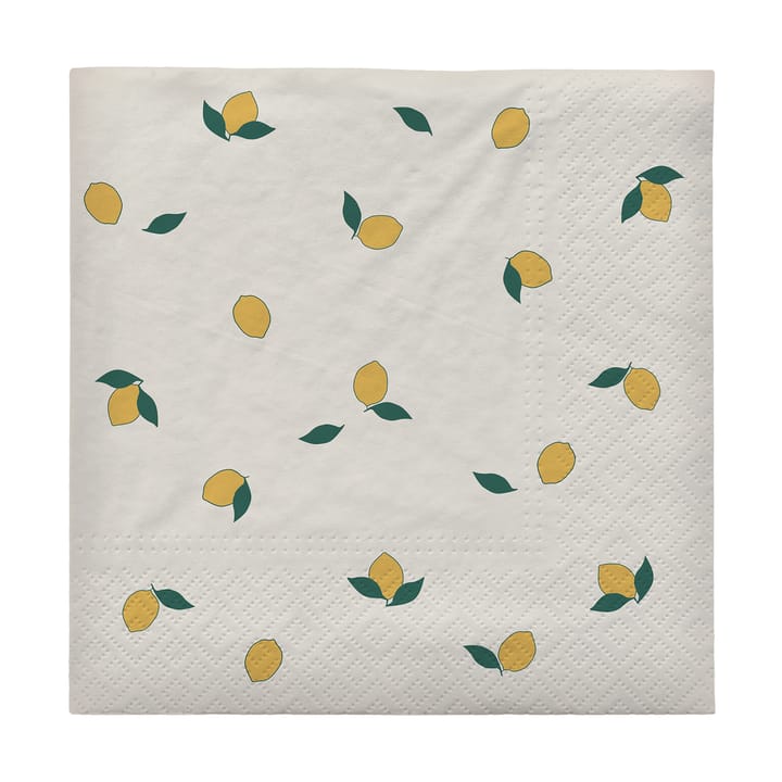 Serwetki Lemon 33x33 cm, 20 szt - Off white-yellow - Broste Copenhagen