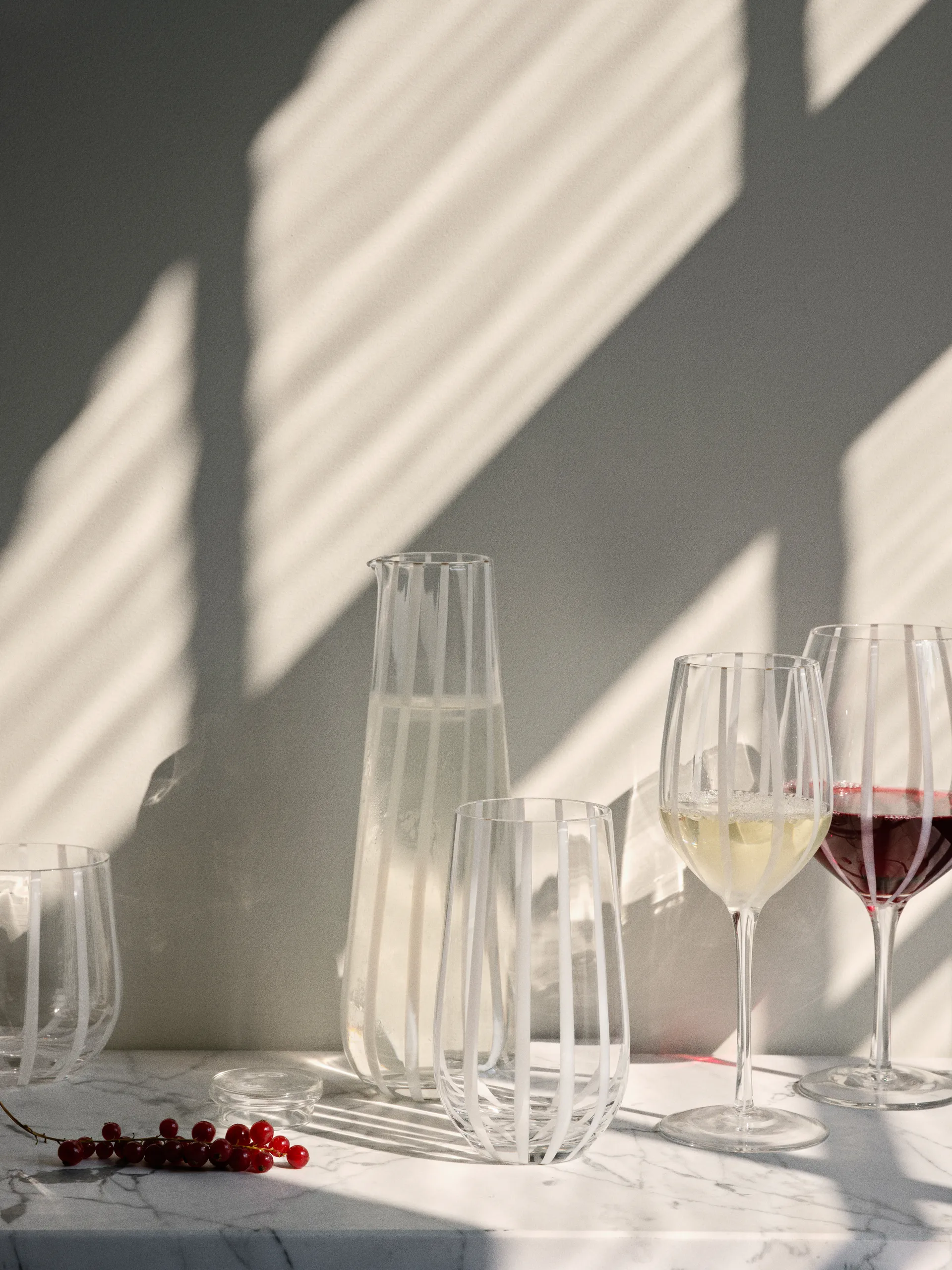 Stripe kieliszek do czerwonego wina 650 ml, Clear-white stripes Broste Copenhagen