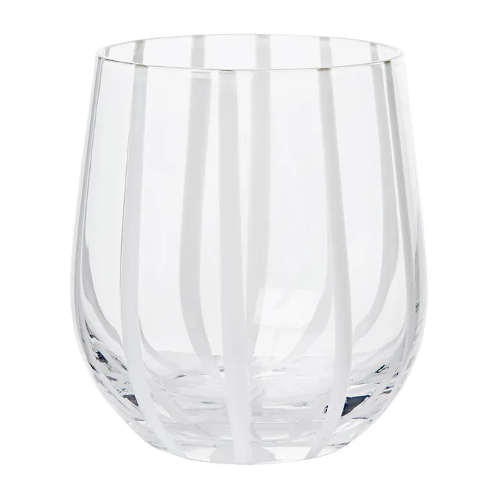 Stripe szklanka 350 ml - Clear-white stripes - Broste Copenhagen