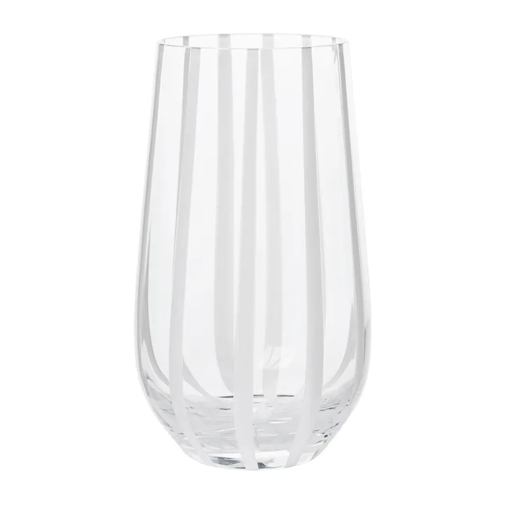 Stripe szklanka do napojów 550 ml - Clear-white stripes - Broste Copenhagen