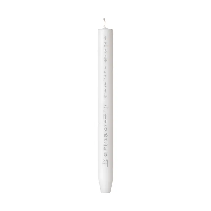 Świeca adwentowa Handwritten - Pure White-Silver - Broste Copenhagen