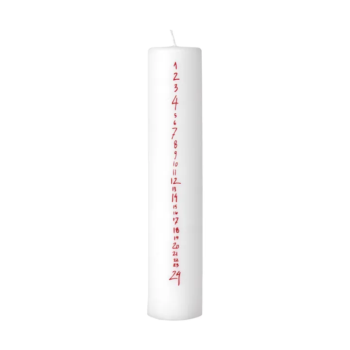 Świeca adwentowa Handwritten - White-Red - Broste Copenhagen