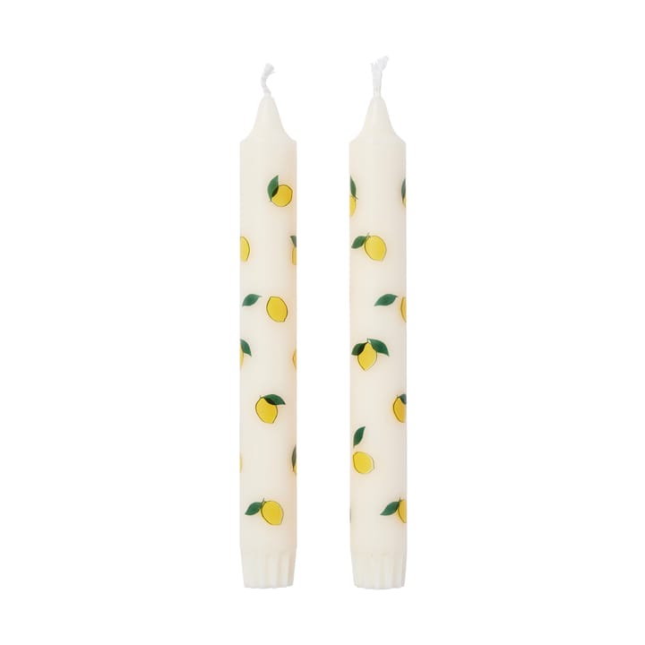 Świeczki Lemon 2 szt. - White-yellow - Broste Copenhagen