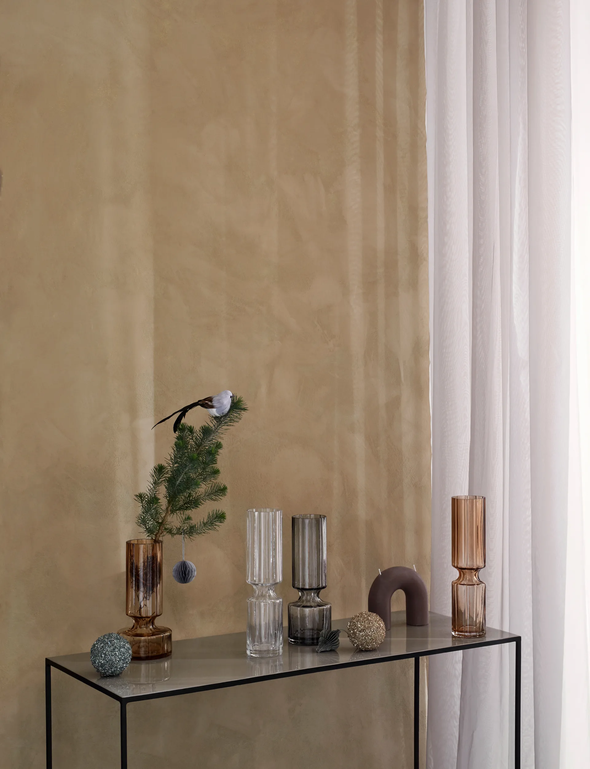 Szklany wazon z hiacyntem 24,9 cm, Indian tan Broste Copenhagen