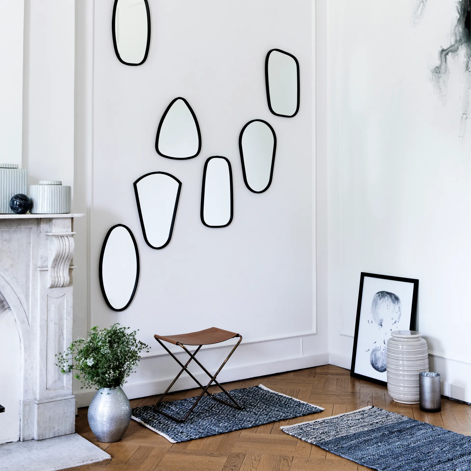 Taboret skórzany Nola, brązowy 45 cm Broste Copenhagen