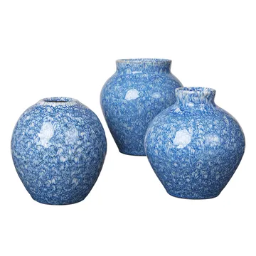 Wazon ceramiczny Ingrid 14,5 cm 3-pak - Insignia blue-white - Broste Copenhagen