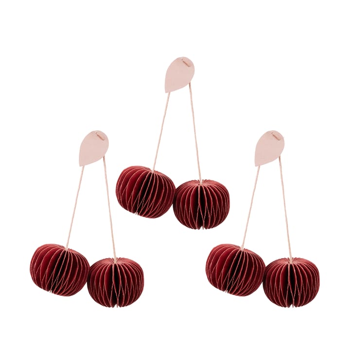 Zawieszki dekoracyjne Cherry 3 szt. - Pompeian red - Broste Copenhagen