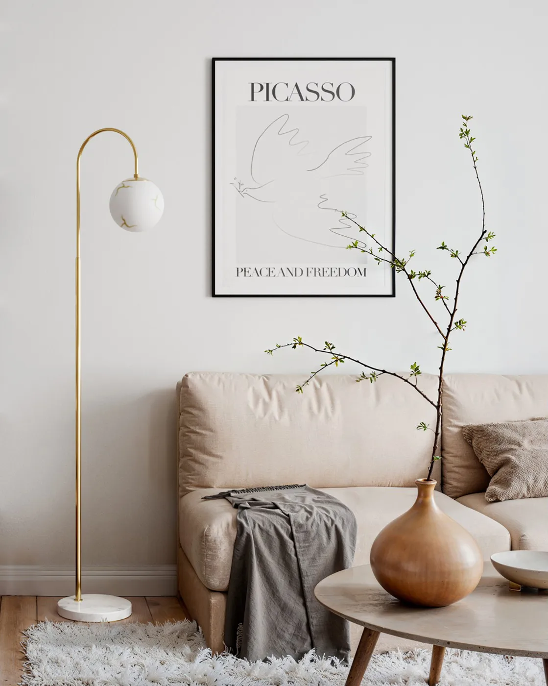 Bellagio lampa podłogowa 163 cm, Mosiądz-biały By Rydéns