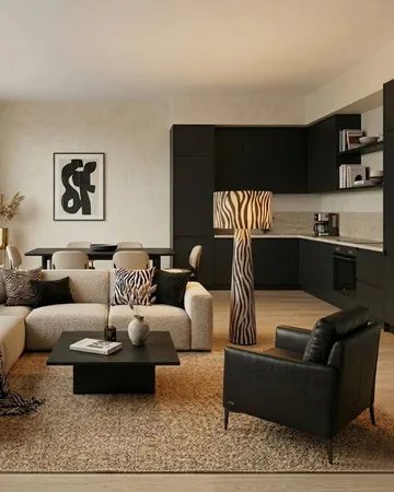 Lampa podłogowa Zany Zebra - Czarno-biały, 144 cm - By Rydéns