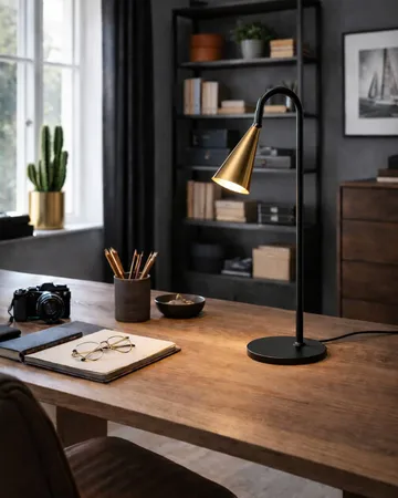 Lampa stołowa Spline - Czarny-mosiądz, 55 cm - By Rydéns