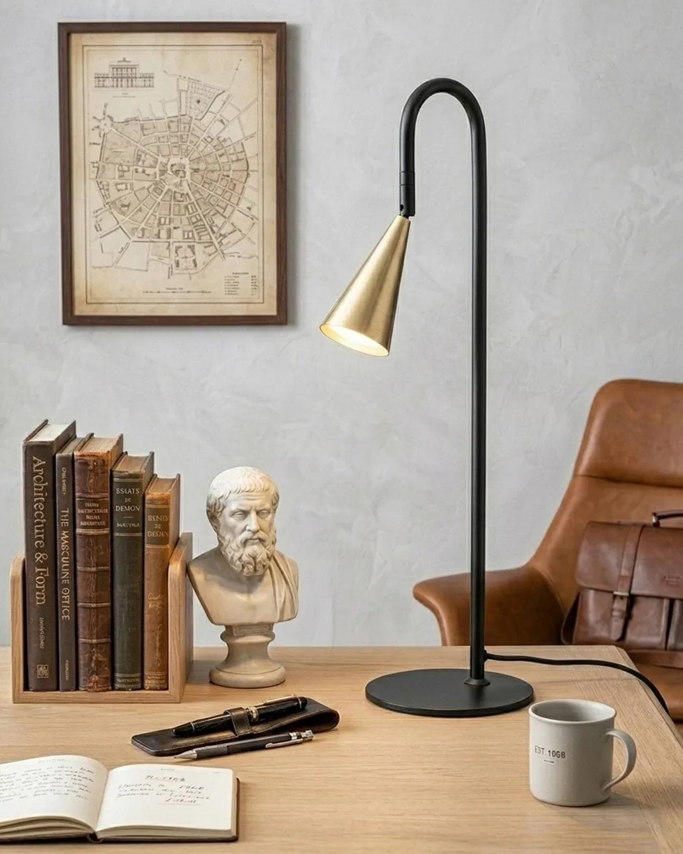 Lampa stołowa Spline, Czarny-mosiądz, 55 cm By Rydéns