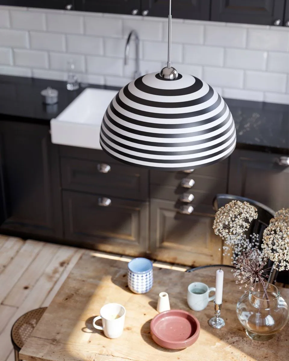 Lampa sufitowa Stripe, Czarno-biały, Ø45 cm By Rydéns