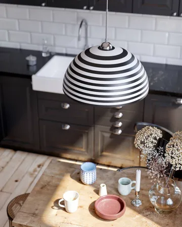 Lampa sufitowa Stripe - Czarno-biały, Ø45 cm - By Rydéns