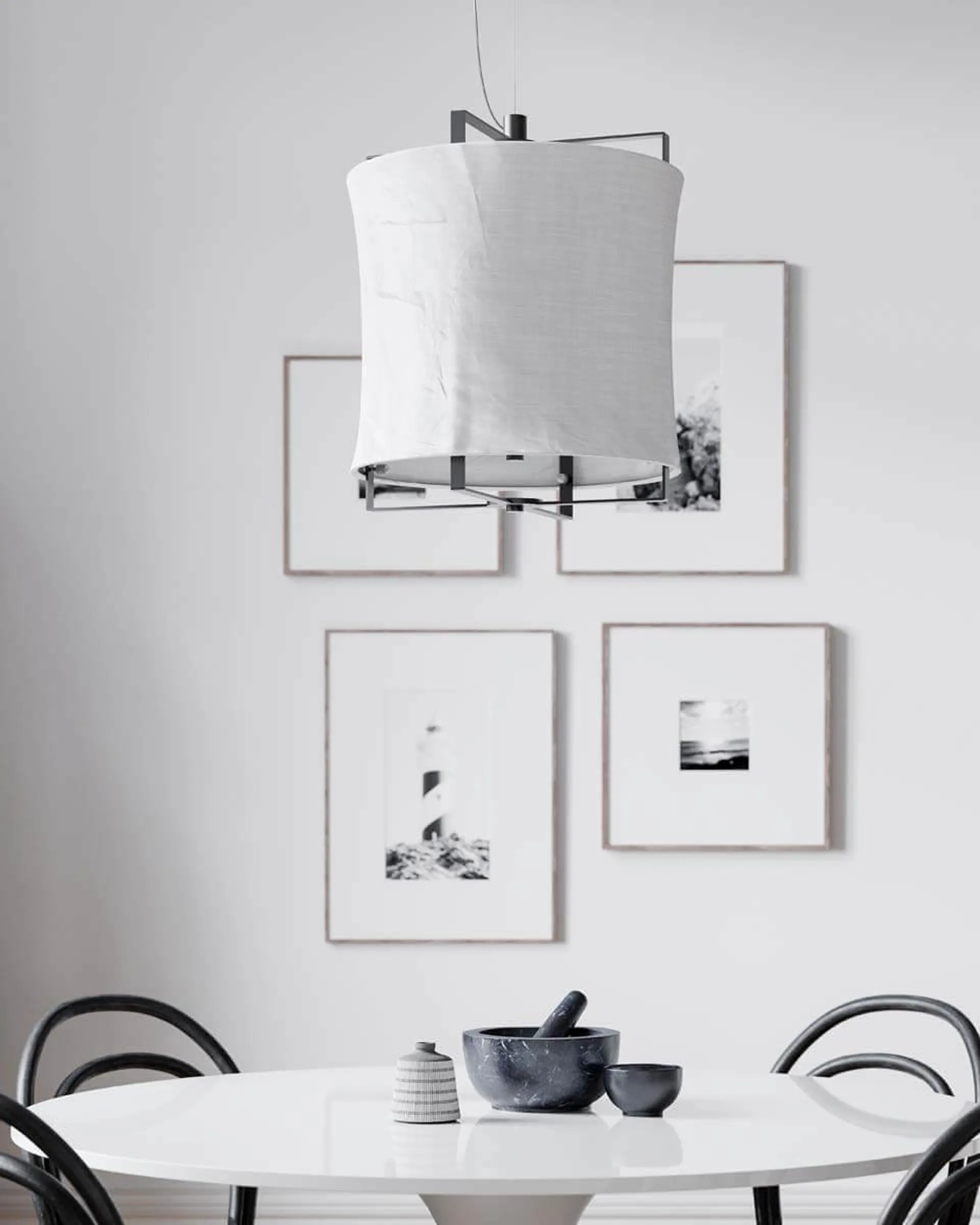 Lampa wisząca Softy Ø35 cm, Biały matowy-czarny matowy By Rydéns