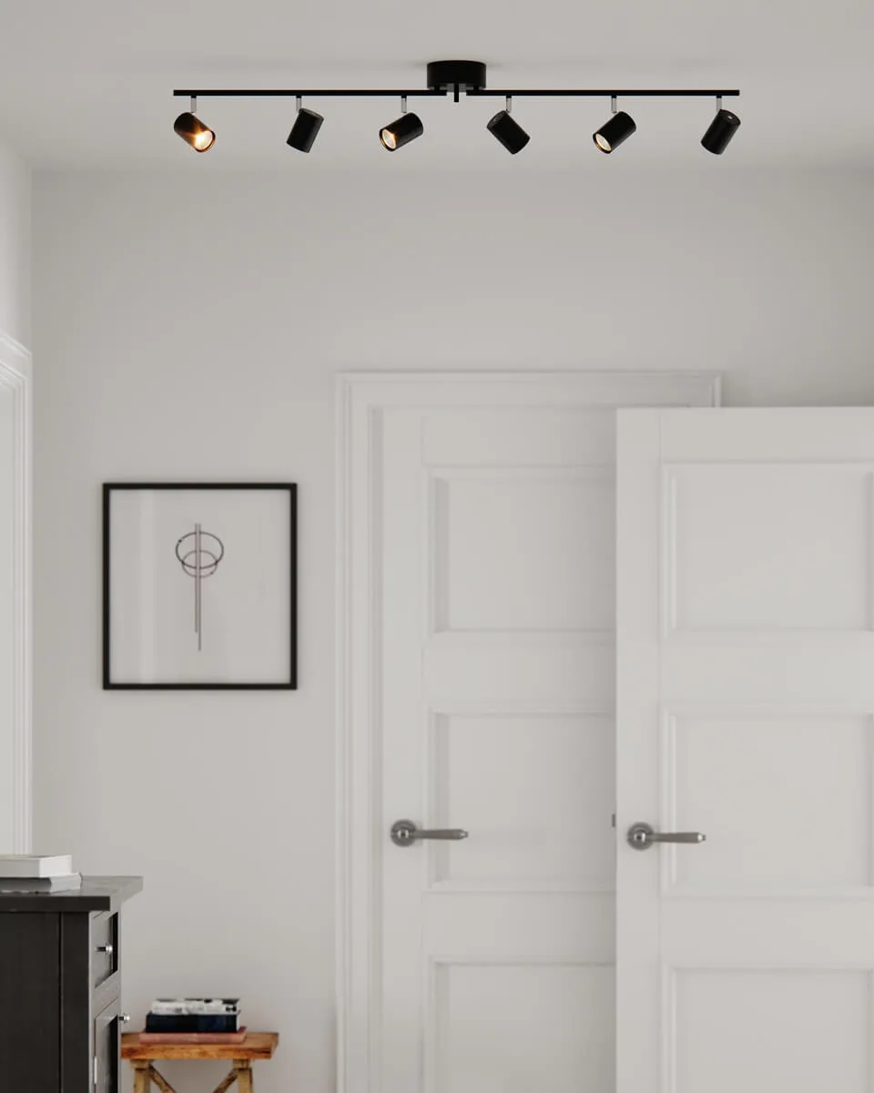 Reflektor sufitowy Correct 6, 124 cm, Matowa czerń By Rydéns