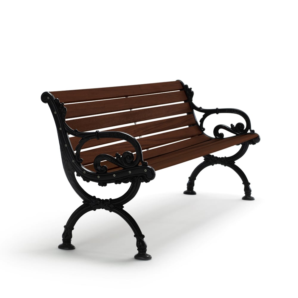 Byarums bruk Sofa ogrodowa Byarum Sosna, brązowa lazura, czarny stelaż, 155 cm
