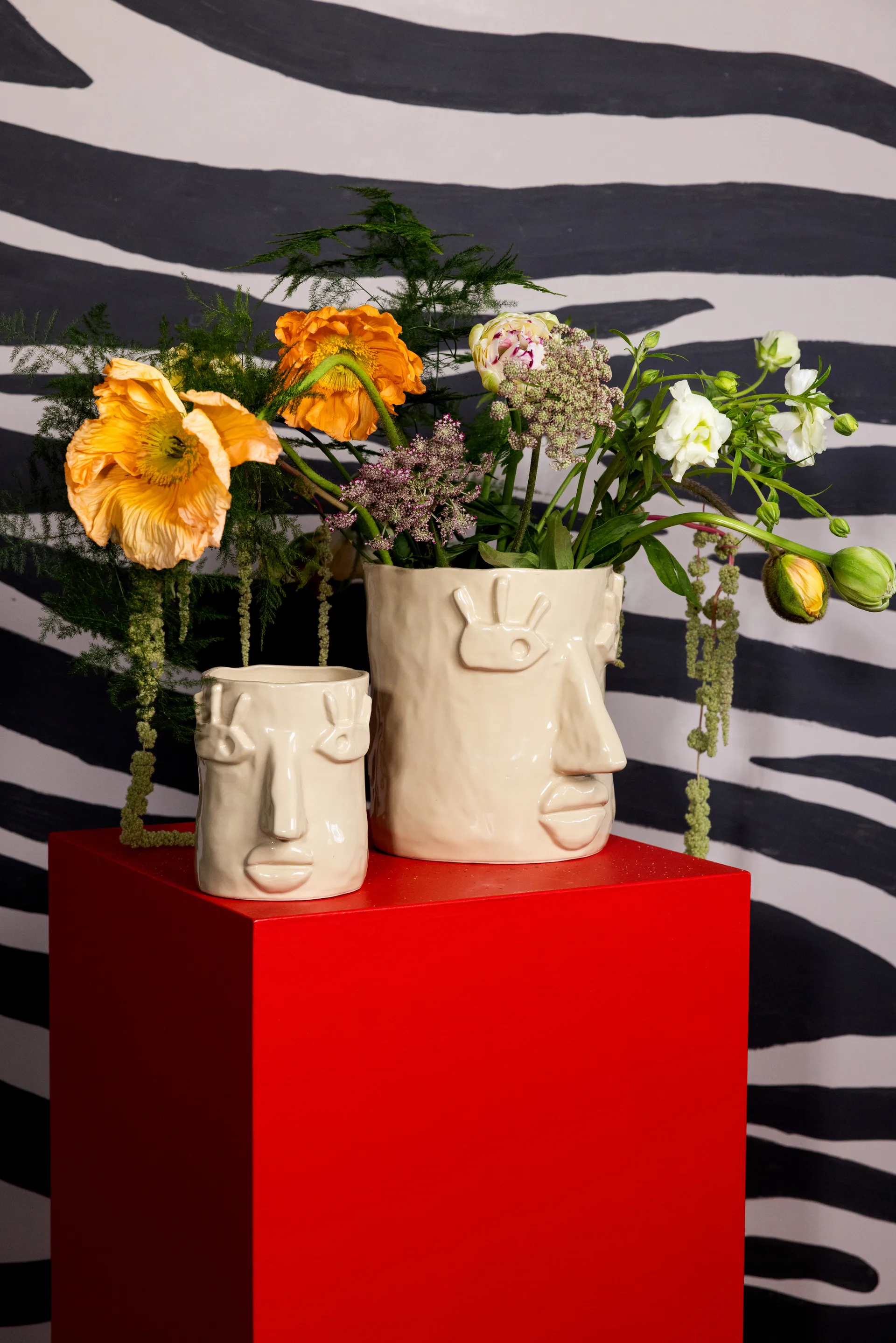 Doniczka Facy L 24x19x22 cm, Beżowy Byon