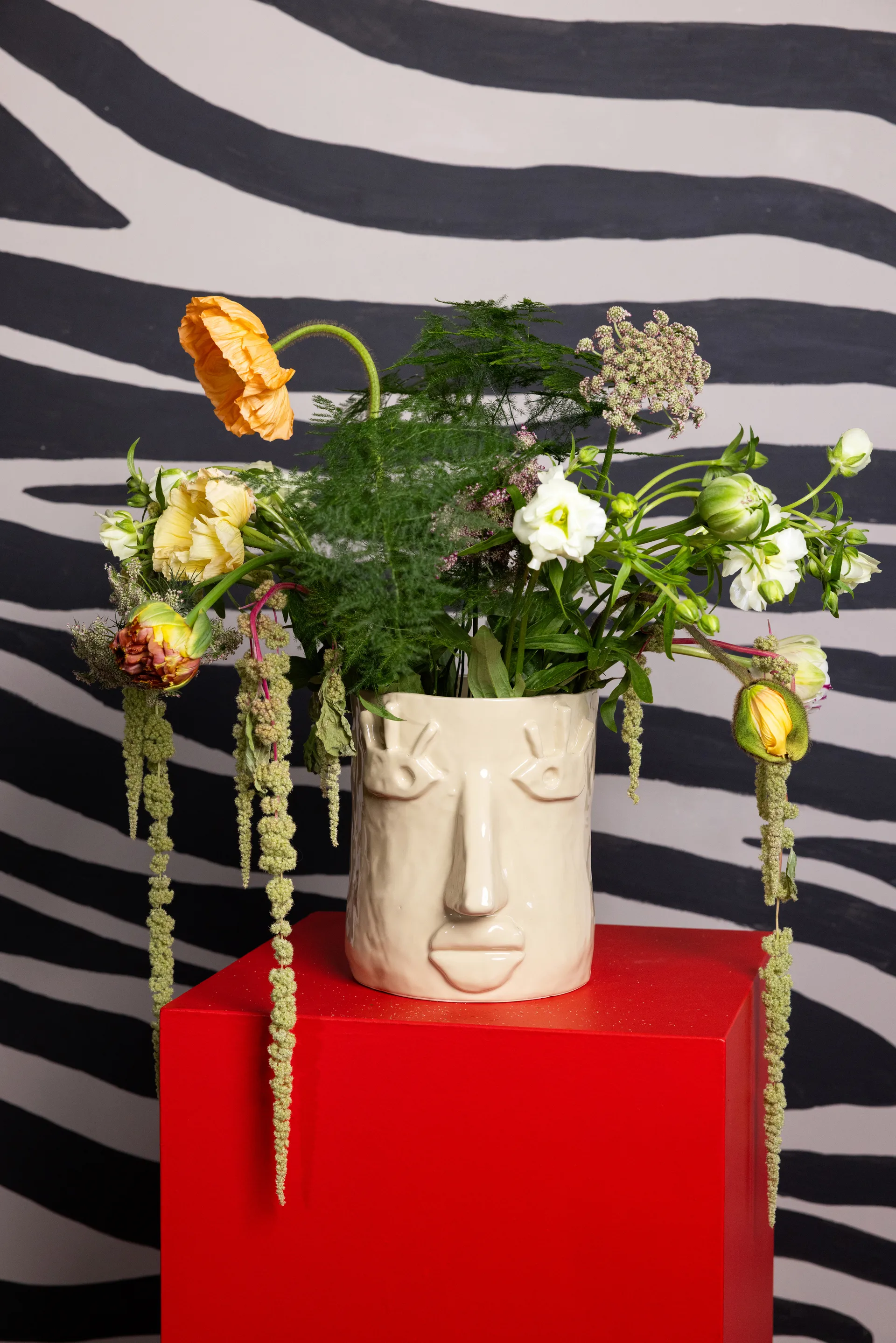 Doniczka Facy S 15,5x12x15 cm, Beżowy Byon