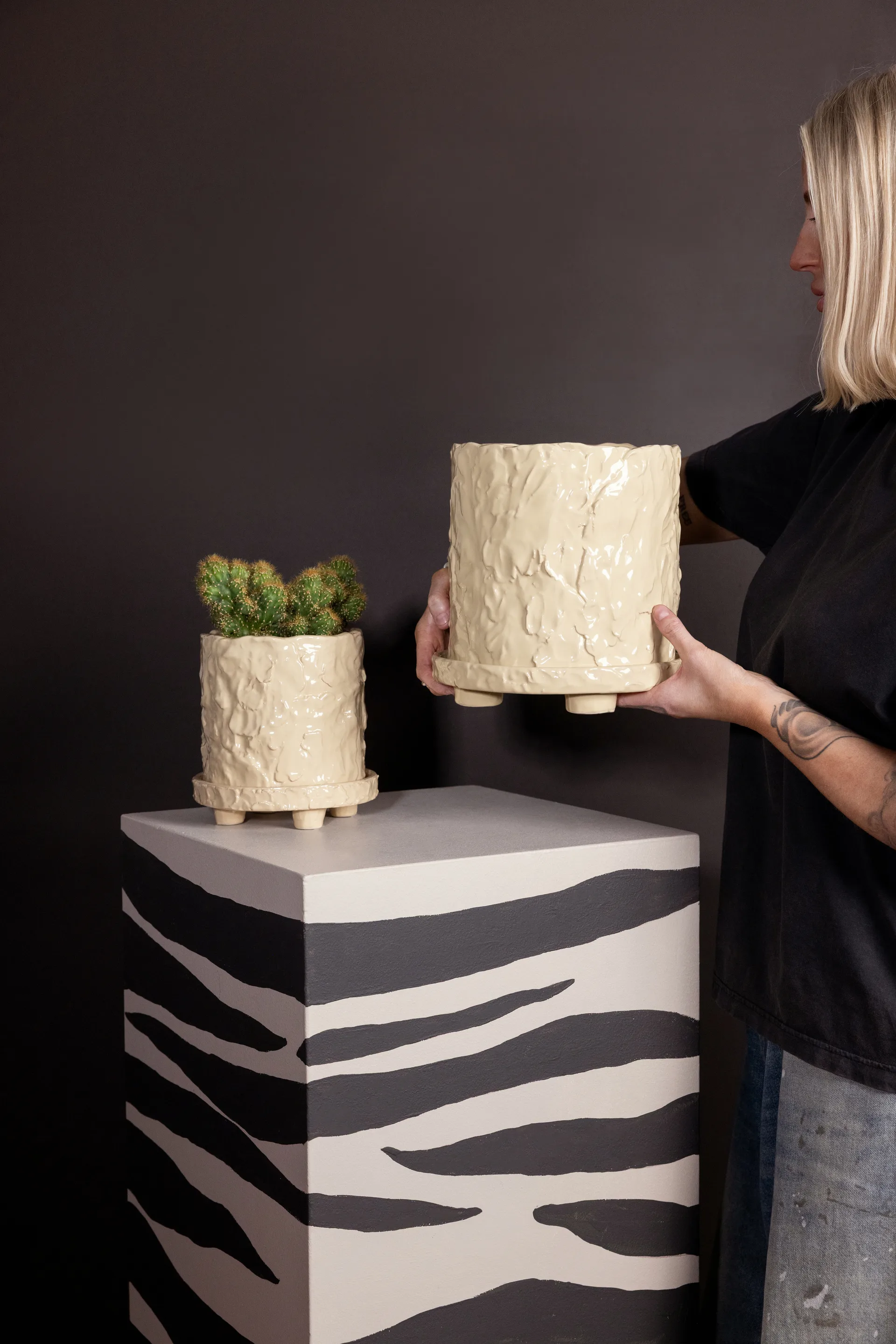 Doniczka Muddy L Ø23 cm, Beżowy Byon