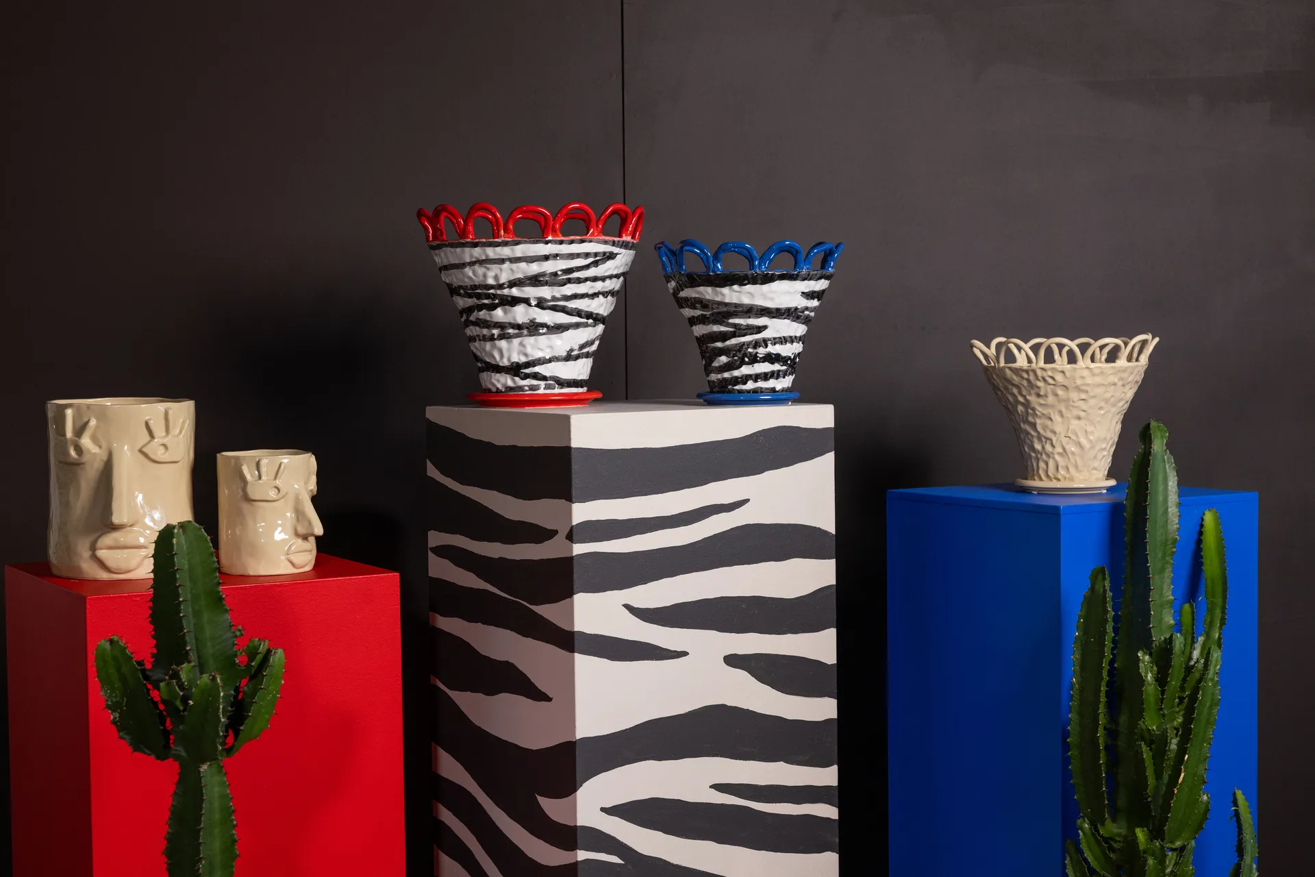 Doniczka Patty S Ø25 cm, Zebra-niebieski Byon