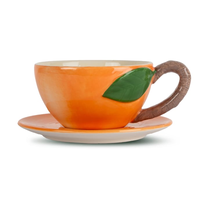 Filiżanka ze spodkiem Peach - Pomarańczowa - Byon