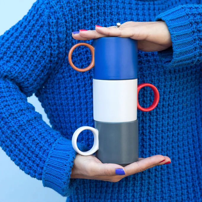 Kubek Noor Ø7,5 cm, Niebiesko-brązowy Byon