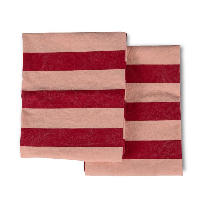 Leya stripe ręcznik kuchenny 50x70 cm 2 szt. - Czerwony-różowy - Byon