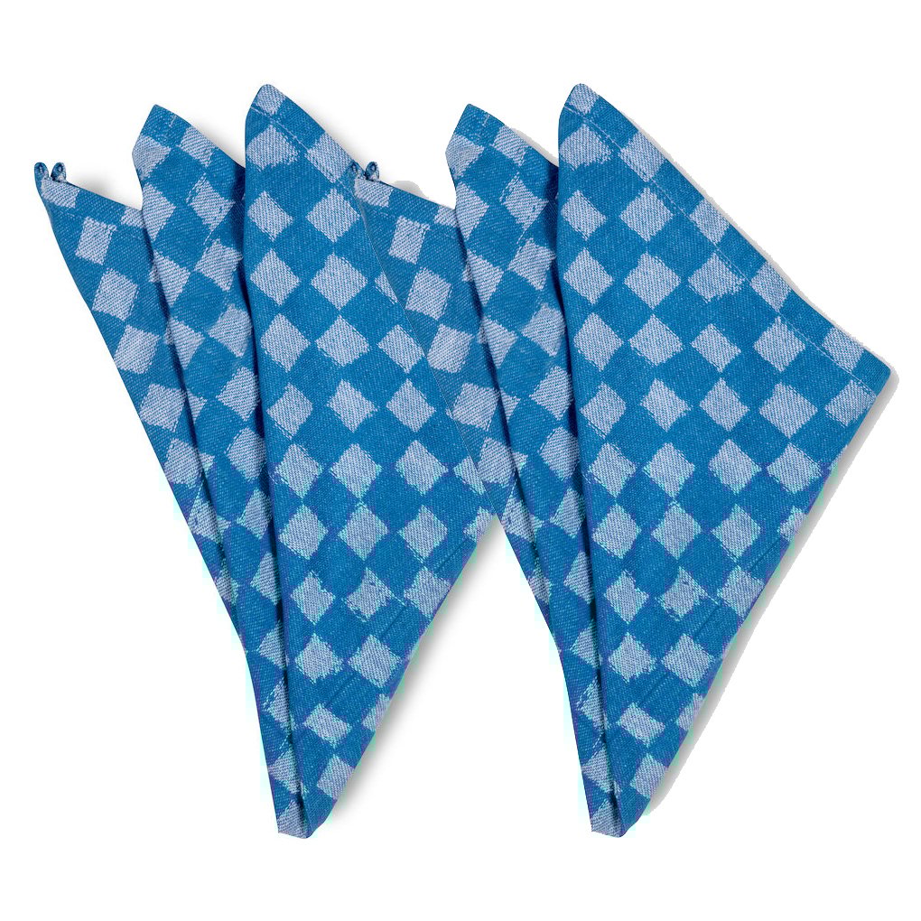 Byon Serwetka Checki 2-pak Niebieski | Skandynawski Design | Serwetki lniane i bawełniane | Niebieski