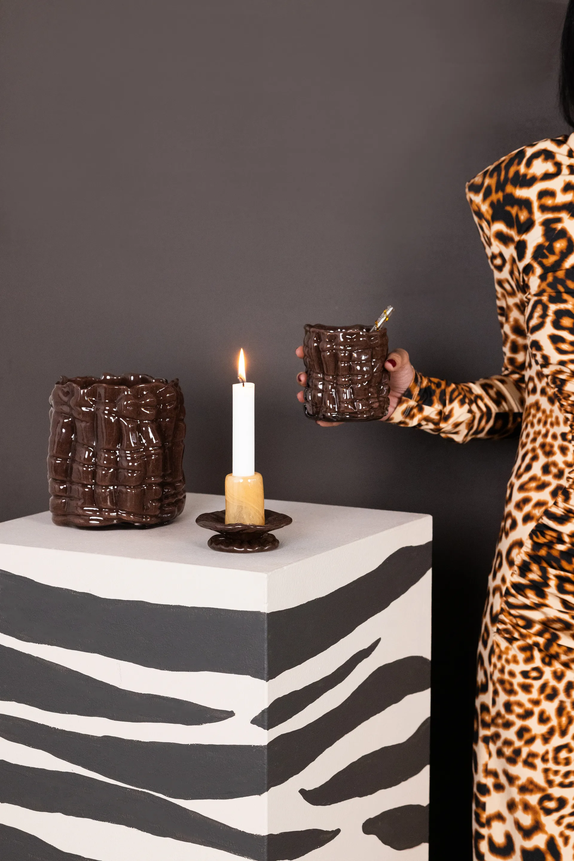 Świecznik Laranne Ø10 cm, Brązowy Byon