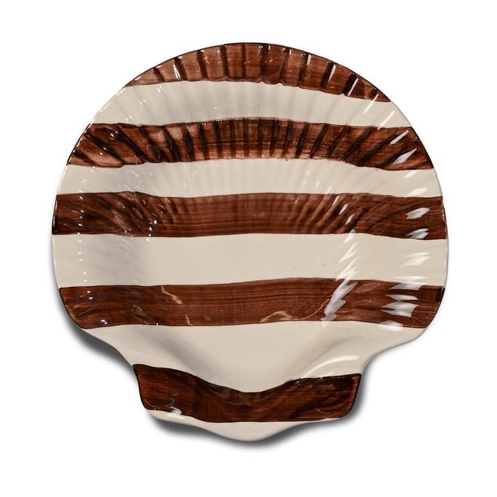 Talerz Armona Stripe 23,5x23,5 cm - Ciemnobrązowo-biały - Byon