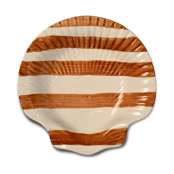Talerz Armona Stripe 23,5x23,5 cm - Jasnobrązowo-biały - Byon