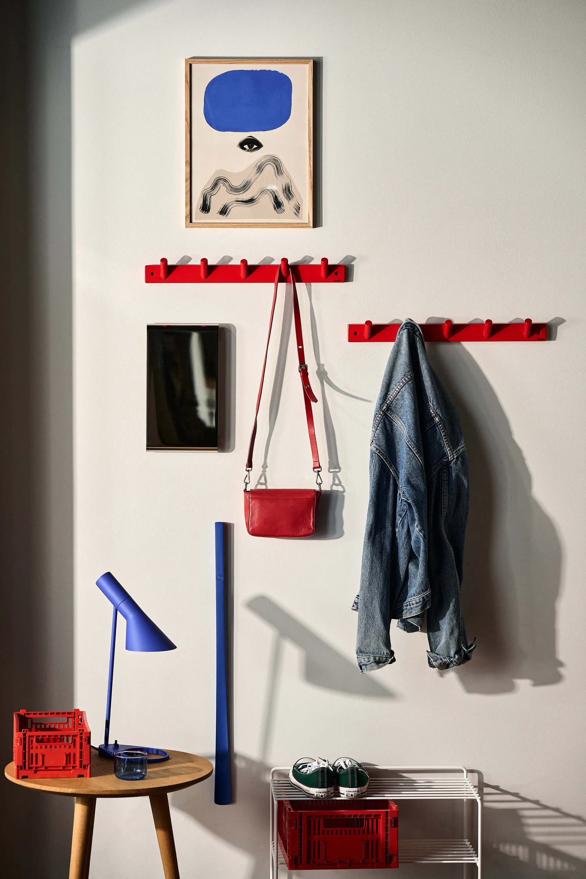 Wieszak ścienny Else, 5 haczyków, Czerwony Byon