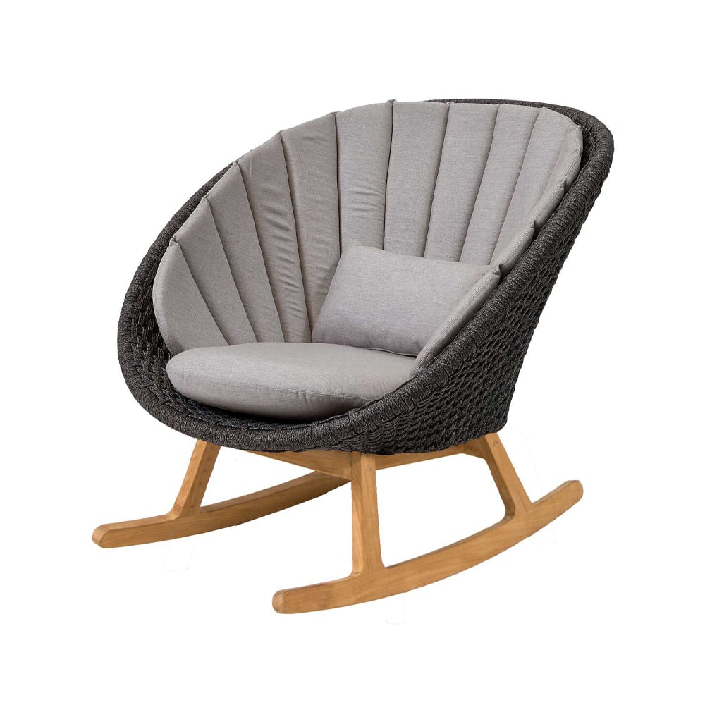 Cane-line Fotel bujany Peacock Cane-Line Natté Grey-Cane-Line soft rope-drewno tekowe