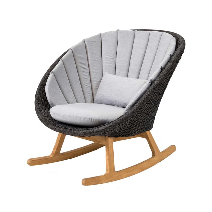 Fotel bujany Peacock, Cane-Line Natté Light Grey, Cane-Line soft rope, drewno tekowe Cane-line
