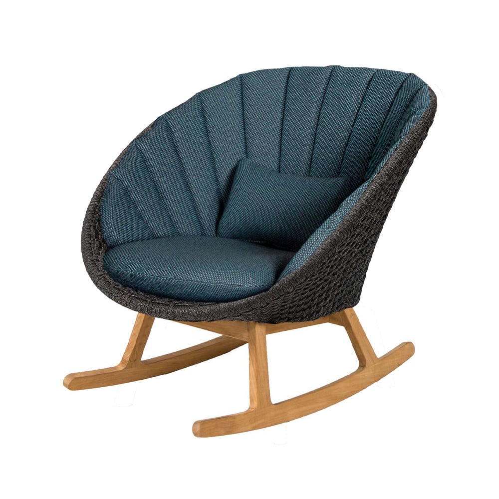 Cane-line Fotel bujany Peacock Focus Dark Blue-drewno tekowe